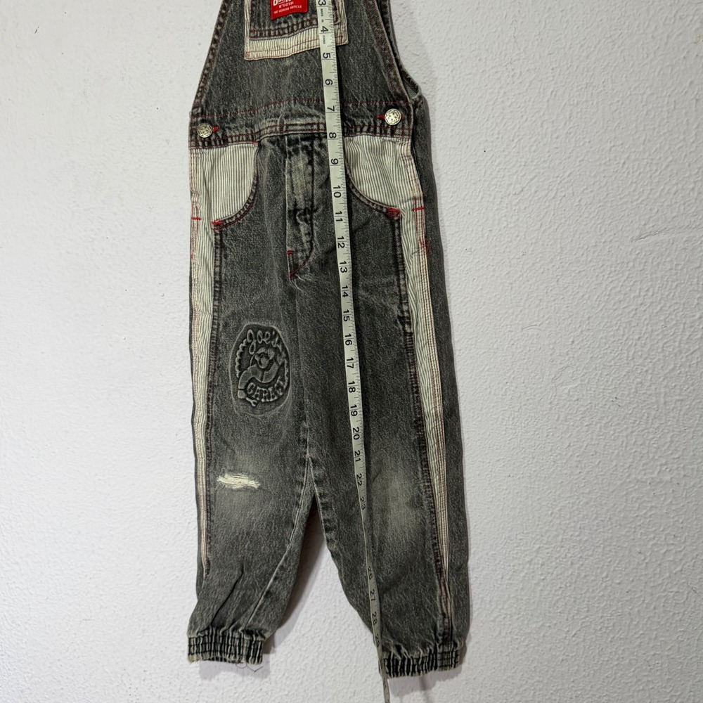 Vintage OshKosh Overalls Joe's Garage Gray Denim Kids Sz 5 Made USA Retro 90s - Picture 4 of 10